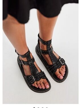 Free people Nova Studded Black Gladiator Sandals for Women
